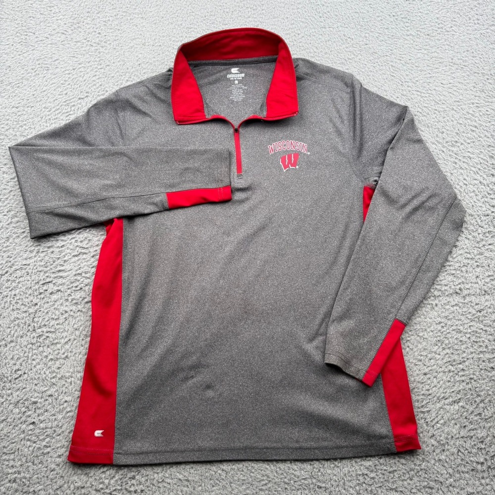 Wisconsin Badgers Colosseum Quarter Zip Pullover Mens Large Gray Heather NCAA